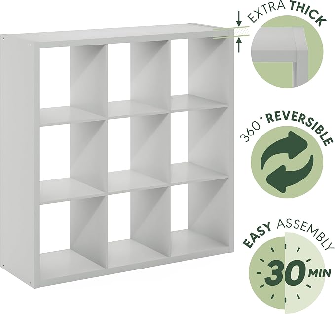 Furinno Cubicle Open Back Decorative Cube Storage Organizer, Light Grey