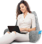 Hearth & Harbor Reading Pillow for Bed Adult – Back Pillow for Sitting in Bed, Standard Bed Pillows for Sitting Up in Bed, Foam Bed Chair Pillow, Light Grey Bed Rest Pillow