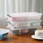 novelinks Clear Plastic Storage Bins with lids, Stackable Storage Containers, Durable Craft Storage Boxes, Organization Containers for Home Office (4 Quart 8 Pack)