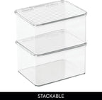 iDesign Recycled Plastic Pantry and Kitchen Storage, Freezer and Fridge Organizer Lidded Bin – 6.75” x 5.75” x 3.75”, Clear