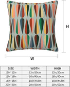 bassyil Mid Century Retro Drop Throw Pillow Covers Decorative Linen Pillow Cases Set of 2 Square Cushion Cover for Couch Sofa Bedroom Patio 18x18 Inch