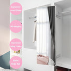 Hideaway Closet Mirror, Retractable Full Length Mirror, 51" x 16" Wall Mounted Mirror, Suitable for Bedroom, Locker Room, Cloakroom - White