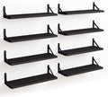 Fixwal Floating Shelves, Width 4.75in Rustic Wood Wall Shelves Set of 8, Wall Storage Shelves for Bedroom, Living Room, Kitchen, Bathroom, Office and Plants (Black)