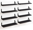 Fixwal Floating Shelves, Width 4.75in Rustic Wood Wall Shelves Set of 8, Wall Storage Shelves for Bedroom, Living Room, Kitchen, Bathroom, Office and Plants (Black)