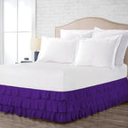 Multi-Ruffle Bed Skirt, Soft Multi Ruffle Bed Skirt Elastic Dust Ruffles with Wrap Around Bed Skirt Easy Fit with 18 Inch Drop 100% Cotton 800 Thread Count Bed Skirt (California King, Purple)