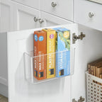 mDesign Plastic Adhesive Mount Storage Organizer Container for Kitchen or Pantry Wall Organization - Space Saving Holder for Sandwich Bags, Foil - 11" Wide - Ligne Collection - Clear