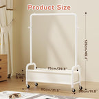 Kids Clothing Rack with Storage Shelf & Wheels, Kids Dress Up Rack Storage for Coats, Small Baby Garment Rack for Hanging Clothes, Toddler Wardrobe Closet Organizer for Kids (Classic, White)