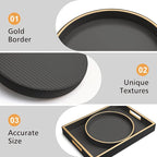 SANZIE Leather Desktop Storage Organizer Premium Serving Tray for Sundries, Cosmetics, Phone, Wallet, Cutlery - Decorative Valet Tray, Black