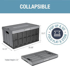 CleverMade Collapsible Storage Bins with Lids (62L, 3 Pack) – Heavy Duty Foldable Plastic Storage Crates for Garage, Closet & Trunk Organization - Obsidian
