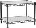 Golpart Small 2 Tier Shelves Storage Wire Shelving Unit Metal Shelf Adjustable Organizers Storage Shelving for Bathroom Laundry Room Kitchen Pantry12”D x 18”W x 12.2”H Black