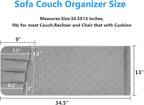 Sofa Armrest Organizer Non-Slip Arm Chair Bedside Caddy Storage Organizer for Recliner Couch with 5 Pockets for Cell Phone TV Remote Control Magazines (LIGHT GRAY)