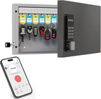 24 Key Lock Box Wall Mount, APP Bluetooth/One Time Password Share/Wi-Fi Remote, Smart Key Cabinet, Key Organizer box, Access Log Tracking Key Management System Apartment, Hotel, Office, House