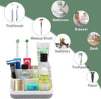 Chintu Bathroom Toothbrush Holders for Countertop - Electric Toothbrush Organizer 6 Slots Tooth Brush Organization for Kids Family, Toothpaste Holder for Bathroom Vanity Organizer Storage White