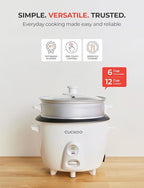 CUCKOO One-Touch Rice Cooker and Warmer, 12-Cup Cooked, White, CR-0601C