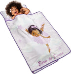 EVERYDAY KIDS Toddler Nap Mat with Removable Pillow - Born to Dance African American Ballerina - Carry Handle with Straps Closure, Rollup Design for Preschool, Daycare, Sleeping Bag - Ages 2-6 Years