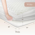 100% Cotton Organic Mattress Pad - Luxury Quilted Mattress Topper Protector Plush & Breathable Machine Washable Design - Fairtrade & GOTS Certified Premium 400GSM Thick with Deep Pocket (Twin)