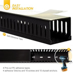 Cable Raceway 95" Open Slot Cable Management Kit Large Capacity Upgraded Snap Structure,Wire Cover Cord Hider for Under Desk&Industrial Network/PC/TVs- 23.6" X 1.97" X 1.97" X 4PCS LWH Black Color