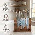 Magnetic Knife Holder for Wall – Strong Magnet Knife Rack & Kitchen Organizer | Stainless Steel Magnetic Knife Strip for Knives, Utensils & Tools | Space-Saving Wall Mount Knife Bar