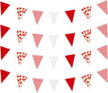 Zwiebeco 39Ft Red White Strawberry Fabric Bunting Banner Triangle Flags Party Decorations Hanging Cotton Garland Pennant for Engagement Wedding Baby Shower Birthday Home Outdoor Garden Party Decor