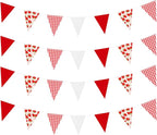 Zwiebeco 39Ft Red White Strawberry Fabric Bunting Banner Triangle Flags Party Decorations Hanging Cotton Garland Pennant for Engagement Wedding Baby Shower Birthday Home Outdoor Garden Party Decor