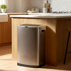 ELPHECO 13.2 Gallon Trash Can with Lid Motion Sensor, 50 Litre Brushed Stainless Steel Kitchen Trash Can Automatic with 10 Bags, Upgraded Silent-Closing, Fingerprint-Resistant, Kitchen, Office, Silver