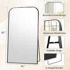 Full Length Mirror 81"x41" Arched Floor Standing Large Mirrors Full Body Mirror with Stand - with Aluminum Frame for Bedroom Living Room, Black