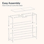 HOOBRO Shoe Rack with 4 PU Shelves, 5-Tier Shoe Storage Organizer for Closet and Entryway, Holds 12-16 Pairs of Shoes, Sturdy Metal Frame, Small Spaces, Rustic Brown and Black BF95XJ01