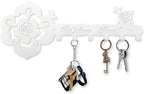 Deveosa Key Hooks Holder for Wall Decorative - Small White Entryway Welcome Home Sign Key Hanging Hangers Wall Mounted Racks