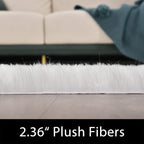 Latepis White Round Rugs 4ft Fuzzy Washable Rug Faux Sheepskin Fur Rug for Bedroom Cushion Fluffy Circle Rugs for Living Room Dorm Room Décor