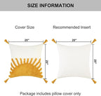 Adabana Boho Throw Pillow Covers 20x20, Decorative Tufted Pillows Cover for Couch Bed, Sun Sunshine Pillow Cover for Kids