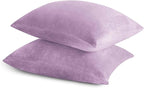 BEDELITE Flannel King Size Pillow Cases Set of 2, Super Soft Fleece Pillowcases with Zipper for Bedroom, Sofa, Couch,Luxury Cozy Fuzzy Velvet Pillow Shams for All Seasons(20x36 Inches,Lavender)
