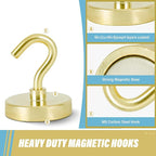 Neosmuk Magnetic Hooks, Heavy Duty 130lb+ Strong Magnet Hook for Cruise Cabins, Cruise Essentials 2026 for Hanging, Metal Wall Refrigerator Hangers (Golden, 10 Pack)