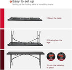 PayLessHere | 6FT Folding Table | Black Ratten | Portable Plastic Table with Carry Handle | Waterproof & Foldable Table Design | Steel Frame with Lock | for Events, Camping, Indoor & Outdoor Use
