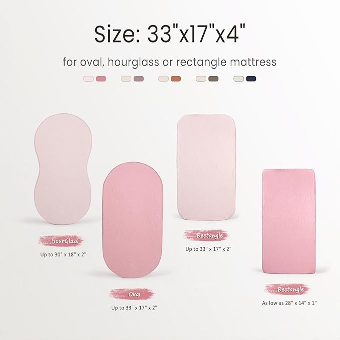 lulumoon Baby Muslin Bassinet Sheets: Cotton Bassinet Sheets Neutral for Boys and Girls - Fitted for Oval Rectangle or Hourglass