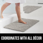 GORILLA GRIP Bath Rug Mat 30x20, Thick Soft Absorbent Chenille, Quick Dry Microfiber Mats, Rubber Backing Washable Shower Floor Rugs, US Designed Bathroom Bathmat Home Decor Accessories, Light Gray