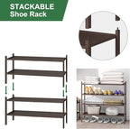 kiplant Bamboo Shoe Rack for Entryway, 2-Tier Stackable | Foldable | Natural, Shoe Organizer for Hallway Closet, Free Standing Shoe Racks for Indoor Outdoor