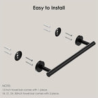 FORIOUS Towel Bar Wall Mounted, 12 inch Stainless Steel Towel Racks for Bathroom, Includes Wall Mounting Hardware (Matte Black, Total Length 14 Inch)