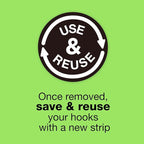 FrogTape reMOVEables Heavy Duty Wall Hooks - No Damage - Easy to Remove & Reuse - Large Wall Hook with Adhesive Strips - Holds up to 5 lbs - Includes 1 Hook and 2 Strips - White (Pack of 5)