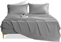 Queen Sheet Set - 4 Piece Silky Soft Breathable Bed Sheet & Pillowcase Set, 16" Deep Pocket Hotel Luxury Wrinkle Free Easy Care Bedding Sheets, Light Grey
