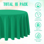 16 Pack Green Plastic Tablecloth for Round Tables, Premium Decorative Green Disposable Table Cloths for Parties, Round Party Table Cover for Birthday Anniversary Graduation Picnic Party, 84 Inch