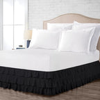 Multi-Ruffle Bed Skirt, Soft Multi Ruffle Bed Skirt Elastic Dust Ruffles with Wrap Around Bed Skirt Easy Fit with 18 Inch Drop 100% Cotton 800 Thread Count Bed Skirt (RV King, Black)