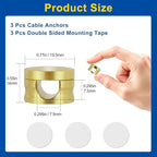 3 Pack Upgraded Cord Management Clips with Extra-Large Adhesive Base, Stronger Hold Phone Charger Holder for Nightstand, Premium Aluminum Gold Sticky USB Wire Organizer Cable Clips for Desk