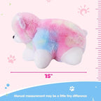 Glow Guards 15" Light up Musical Rainbow Teddy Bear Plush Pillow, Cute Stuffed Animal Soft Lovely Colorful Toy, Bedtime Sofa Decors, Christmas Birthday Children's Day Hoilday Gift for Toddler Kids