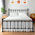 Shreem Linen Ruffled Bed Skirt with Split Corners, Gathered Style, 100% Microfiber, 8-Inch Drop, Dust Ruffle Bedskirt with Platform, Full, White