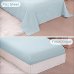 Wowelife Toddler Comforter for Girls Blue Toddler Bedding Set 4 Pieces Double Ruffles Comforter Sets, Cozy and Tender Bedding Includes Comforter, Fitted Sheet, Flat Top Sheet and Pillowcase