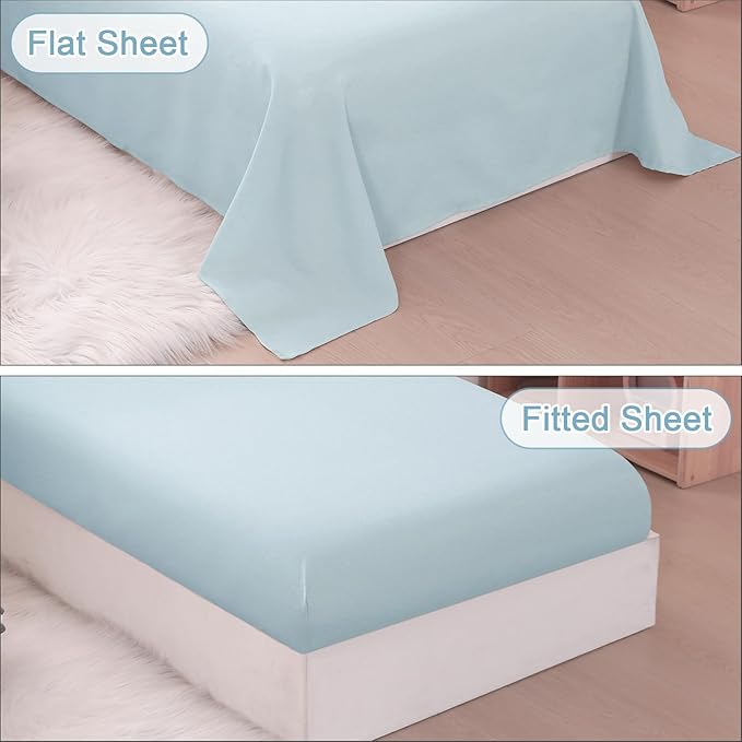 Wowelife Toddler Comforter for Girls Blue Toddler Bedding Set 4 Pieces Double Ruffles Comforter Sets, Cozy and Tender Bedding Includes Comforter, Fitted Sheet, Flat Top Sheet and Pillowcase