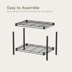 Golpart Small 2 Tier Shelves Storage Wire Shelving Unit Metal Shelf Adjustable Organizers Storage Shelving for Bathroom Laundry Room Kitchen Pantry12”D x 18”W x 12.2”H Black