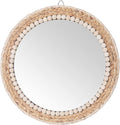 15 Inch Boho Round Hanging Wall Mirror Decorative Rattan Circle Mirrors for Farmhouse, Living Room, Bedroom