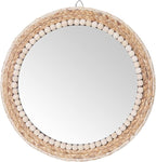 15 Inch Boho Round Hanging Wall Mirror Decorative Rattan Circle Mirrors for Farmhouse, Living Room, Bedroom