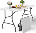 Folding Table 1 Pack, 5FT Folding Table Portable with Built-in Handle, Heavy Duty Plastic Table with Steel Legs Supports to 300lbs, Suitable for Party, Camping, Events Indoor&Outdoor Use, White